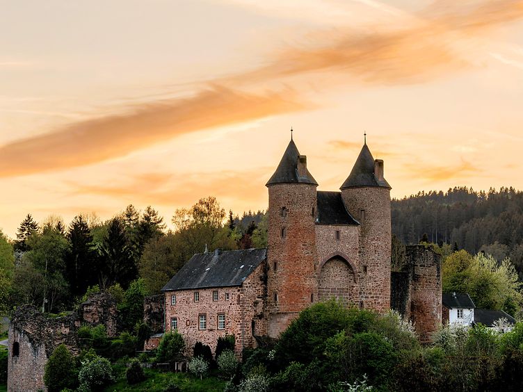 Blick auf die Burgruine der Burg Bertrada