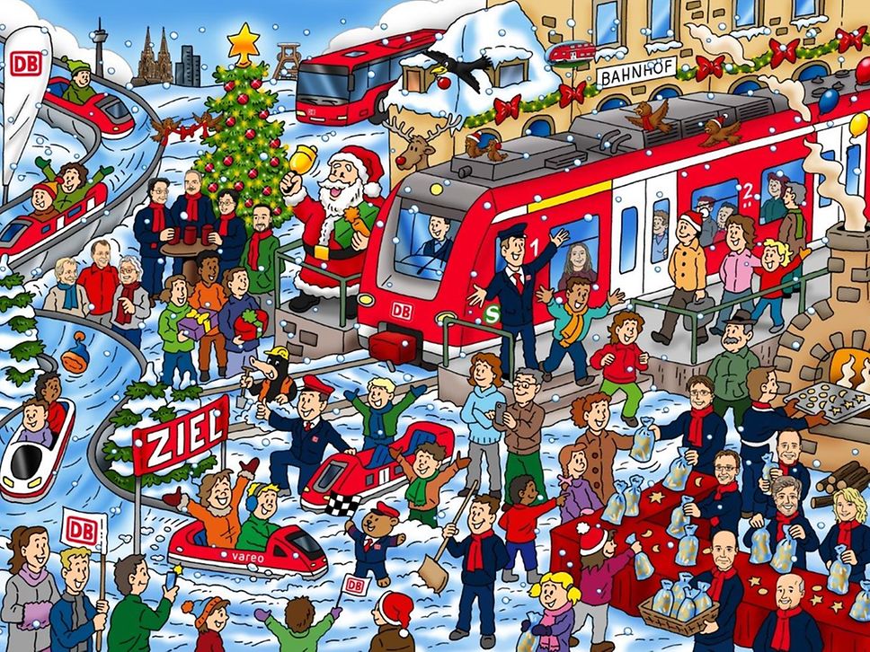 Weihnachtliches Wimmelbild DB Regio